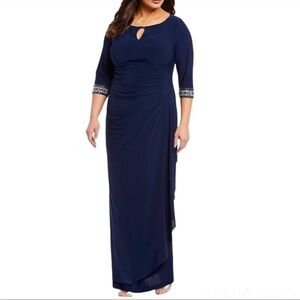 ALEX Evenings Jeweled Cuff Column Formal Gown